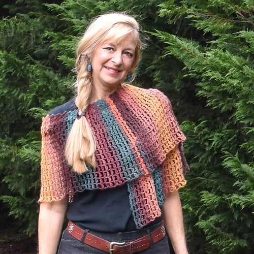Orange square with text Crochet Patterns, Edie Eckman logo