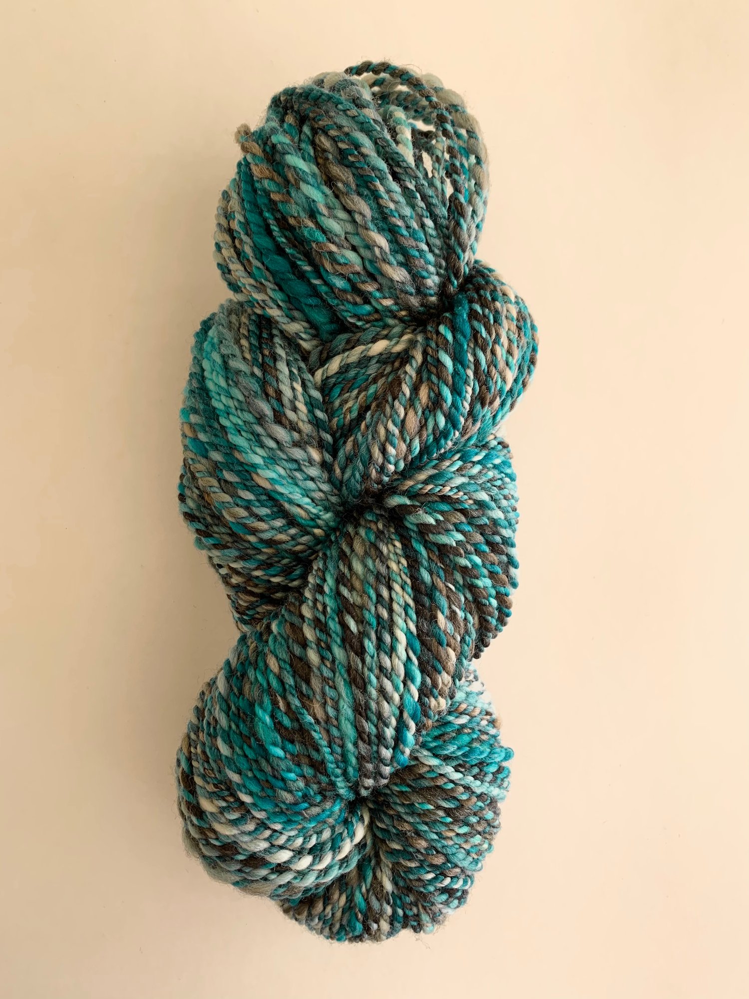 Hand Dyed and Hand Spun 2 Ply Teal and Gray Yarn - SW Merino - Payhip