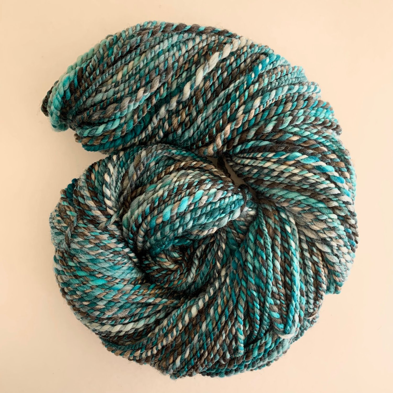 Hand Dyed and Hand Spun 2 Ply Teal and Gray Yarn - SW Merino - Payhip