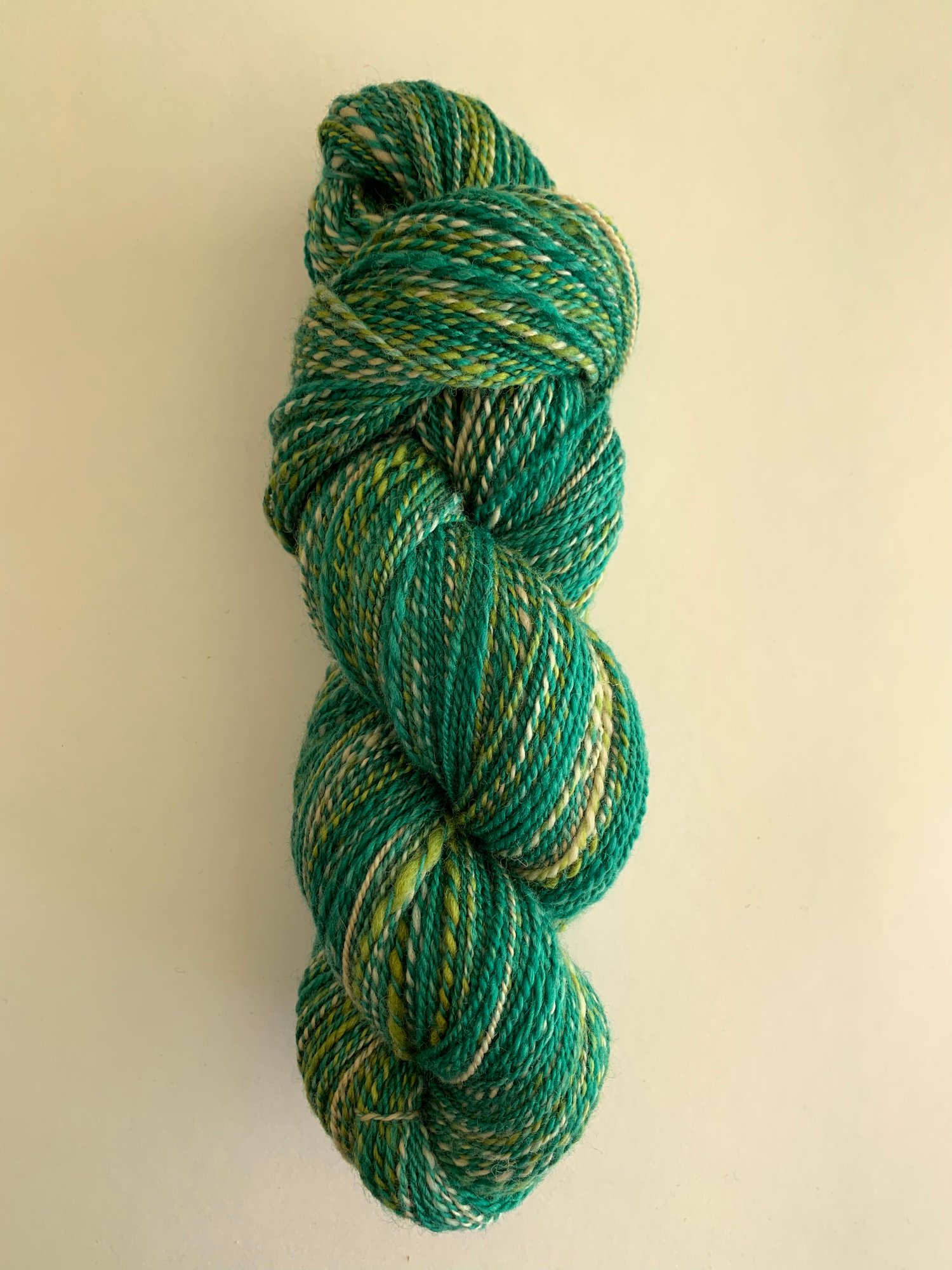 Hand Dyed and Hand Spun 2 Ply Green and Tan Yarn - BFL - Payhip