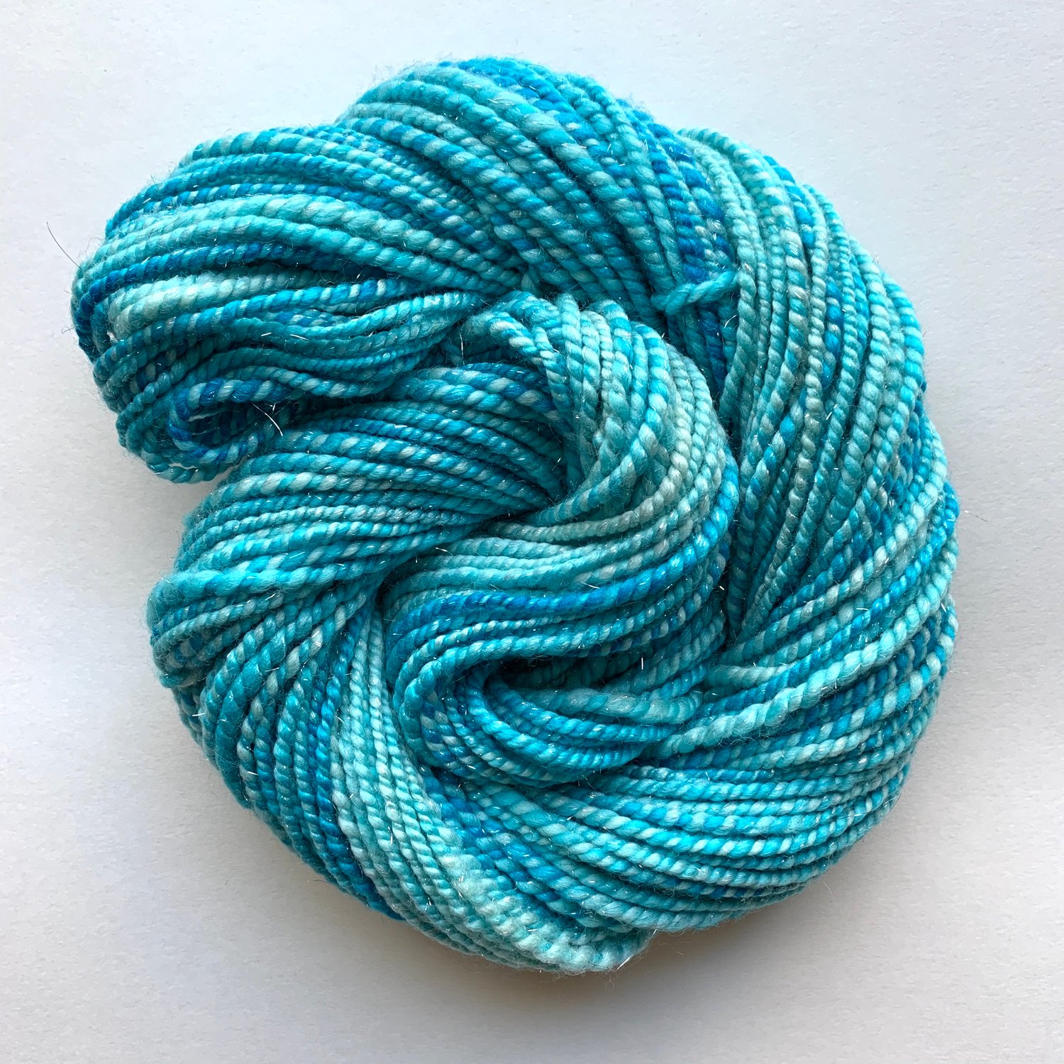 Hand Dyed and Hand Spun 2 Ply Teal and Gray Yarn - SW Merino - Payhip