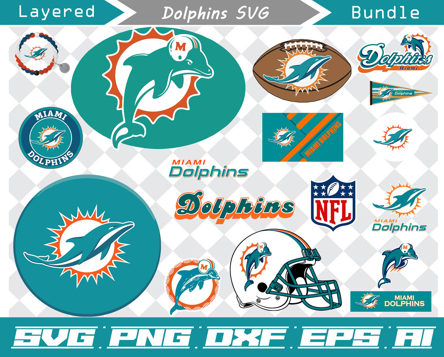 Miami Dolphins SVG • NFL Miami Football Team T-shirt Design SVG Cut Files  Cricut