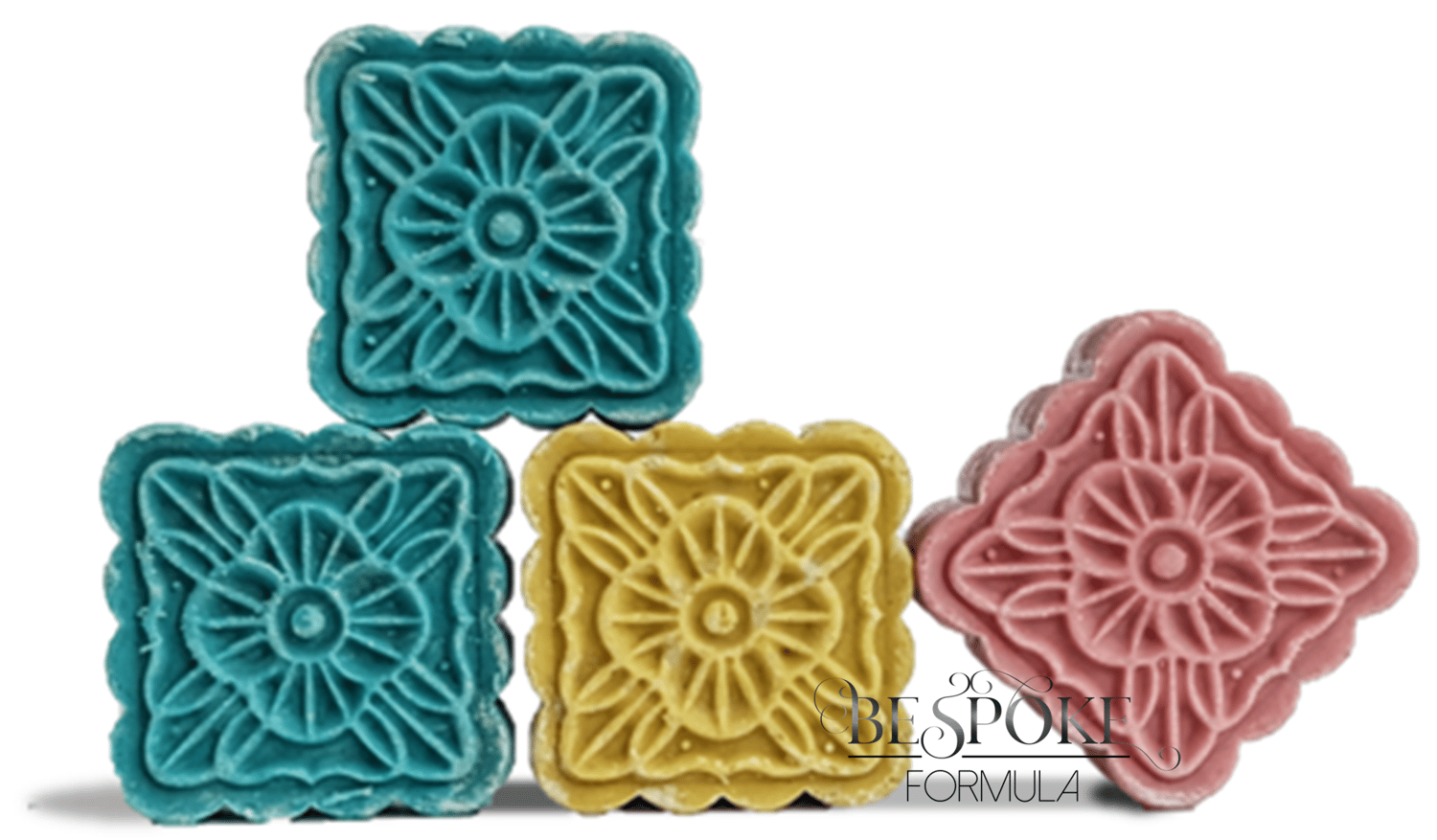 Shampoo bar pressed with mooncake mould