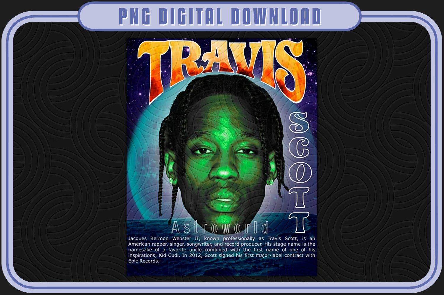 Travis Scott Png Utopia Album Design , Ready to Print, Printable Design,  Hiphop Artist, 90s, Rapper, Rap Tee Design, 300 Dpi 