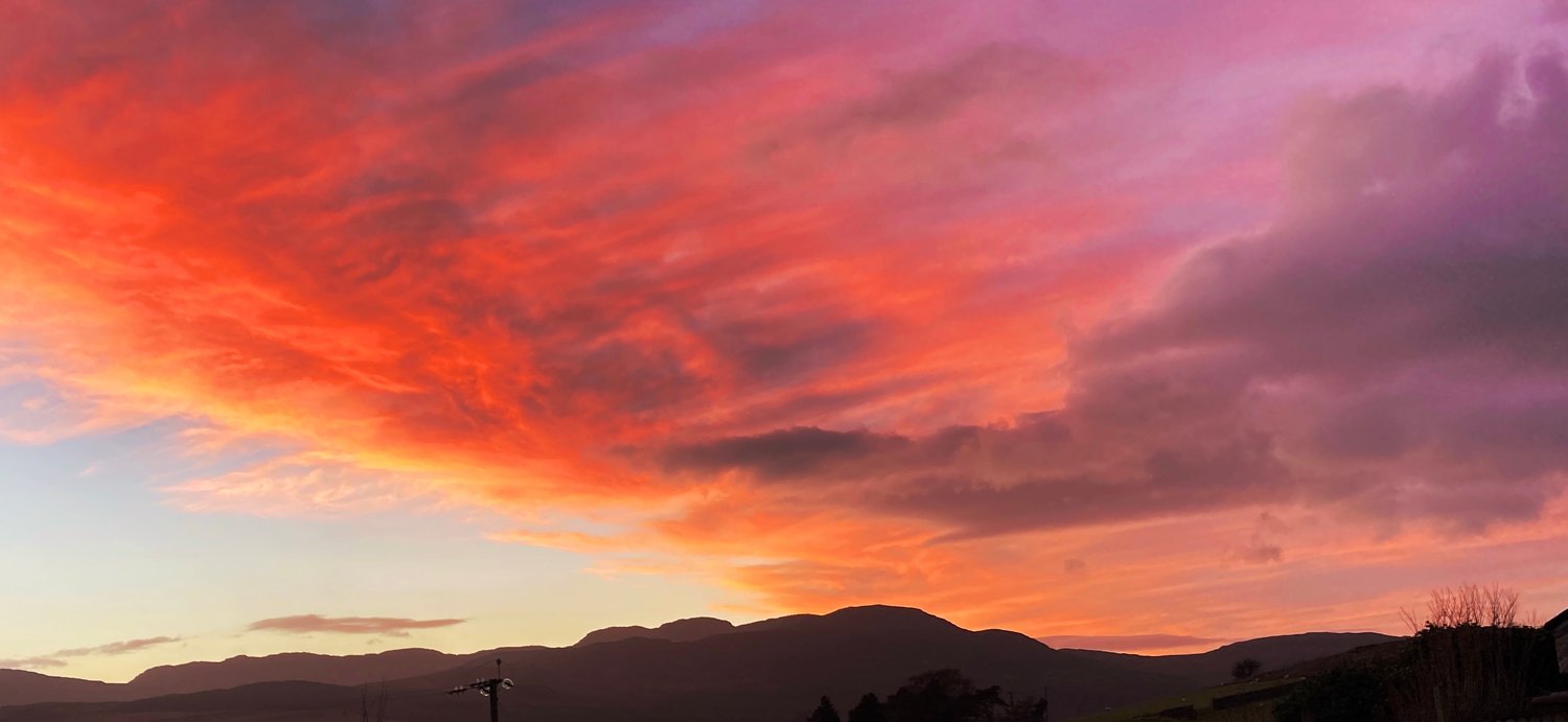Sunset over the Rhinog mountains in the heart of the snowdonia national park, north wales UK