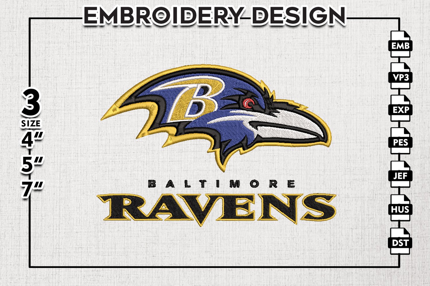 Baltimore Ravens B logo embroidery design