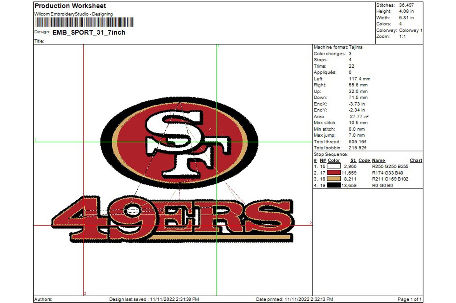 San Francisco 49ers logo machine embroidery design for instant download