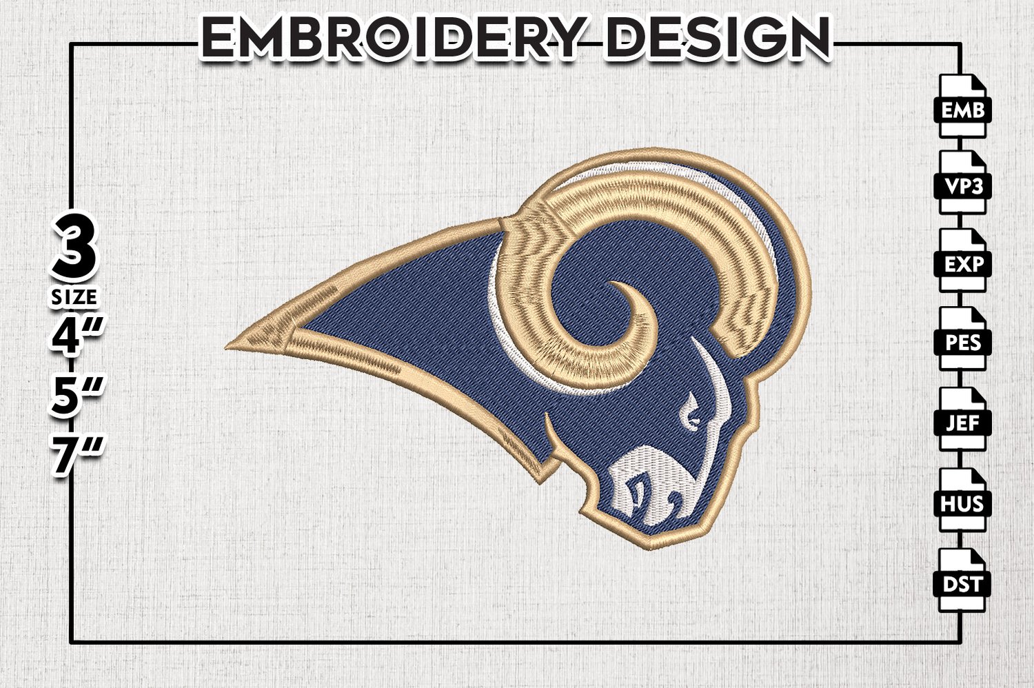 Los Angeles Rams NFL Football Logo Design by Fabric Traditions 