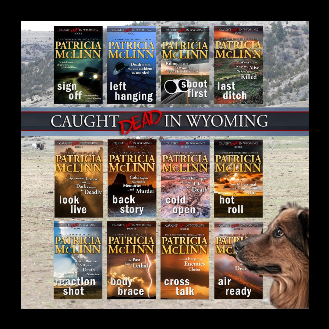 Logo for Caught Dead in Wyoming mystery series with humor