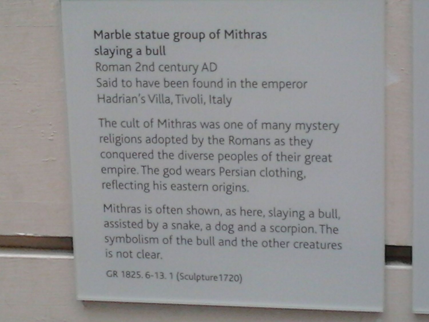 Mithras,tauroctony,mithraism,mithraeum,Mithras killing the bull,British museum