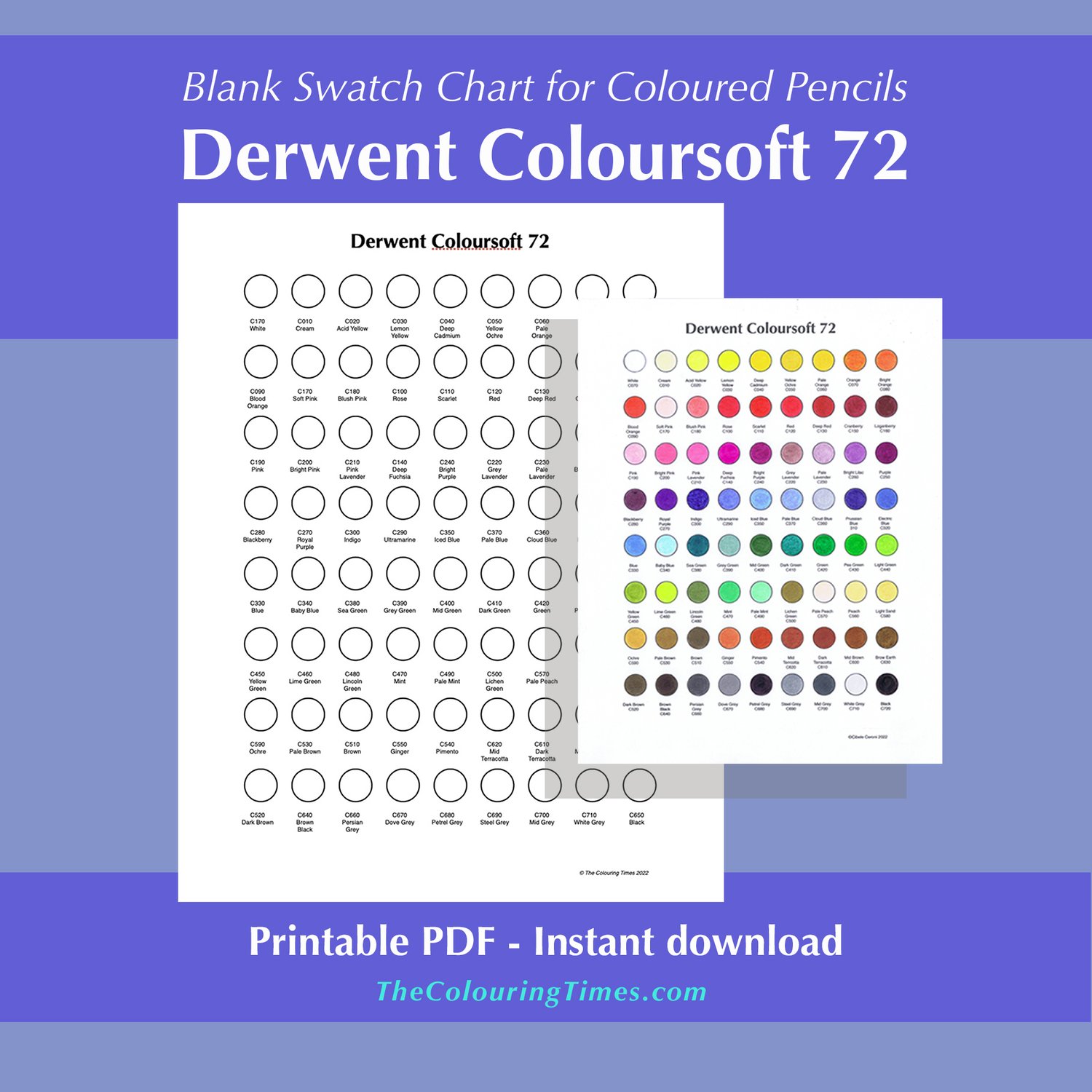 120 Crayola Color Pencil Coloring Swatch Chart, Printable PDF