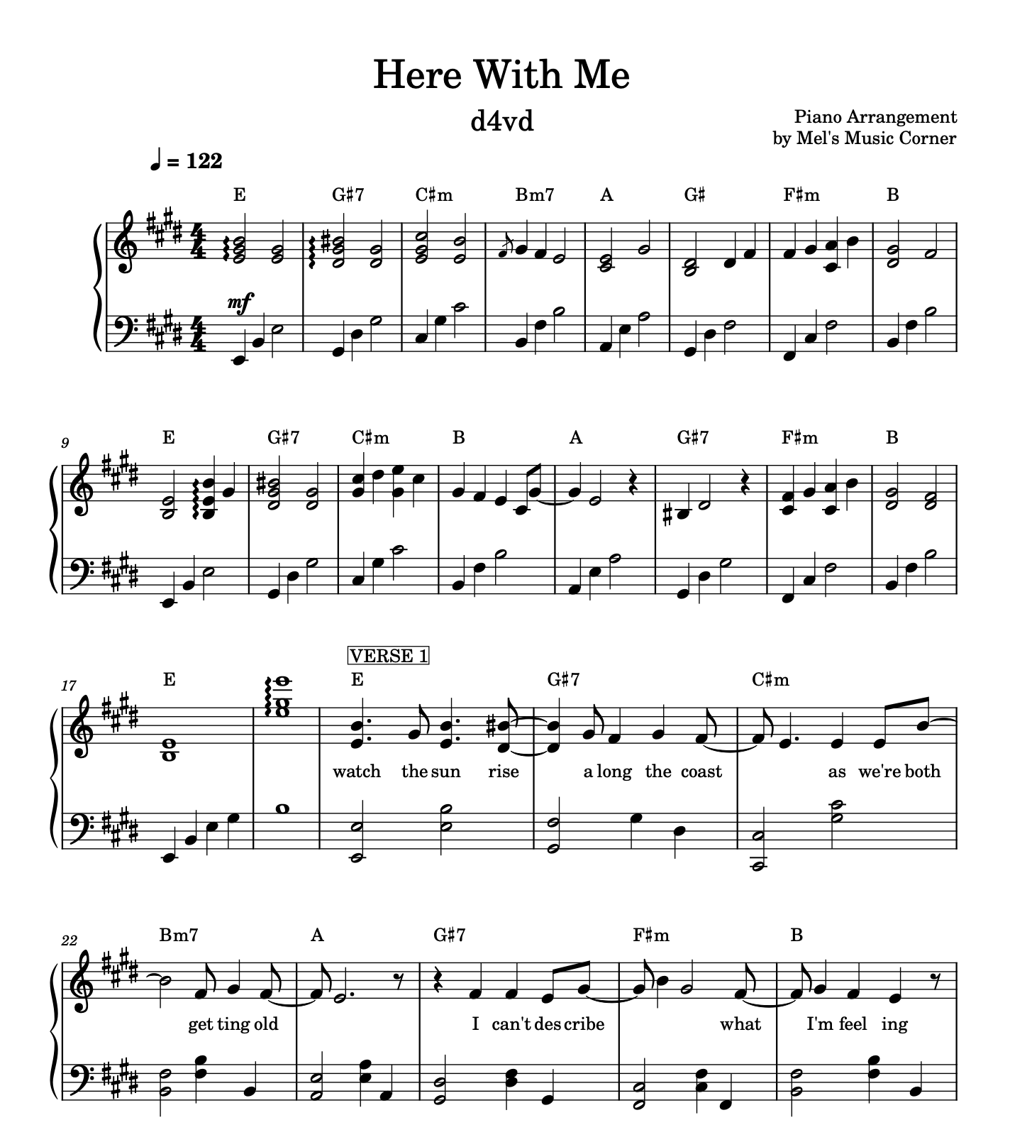 d4vd - Here With Me sheet music for piano download