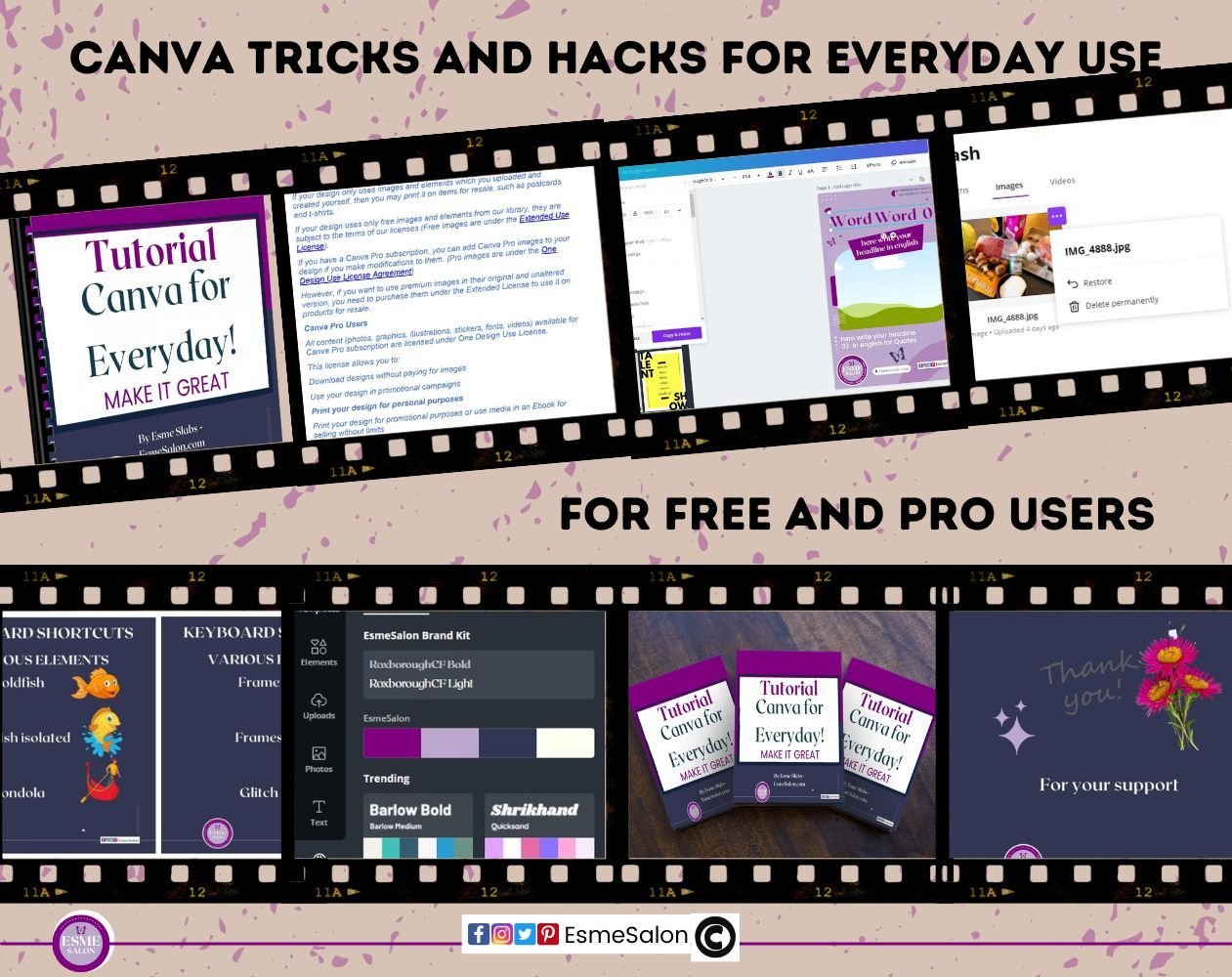 An image of various Canva Tricks and Hacks for Everyday Use