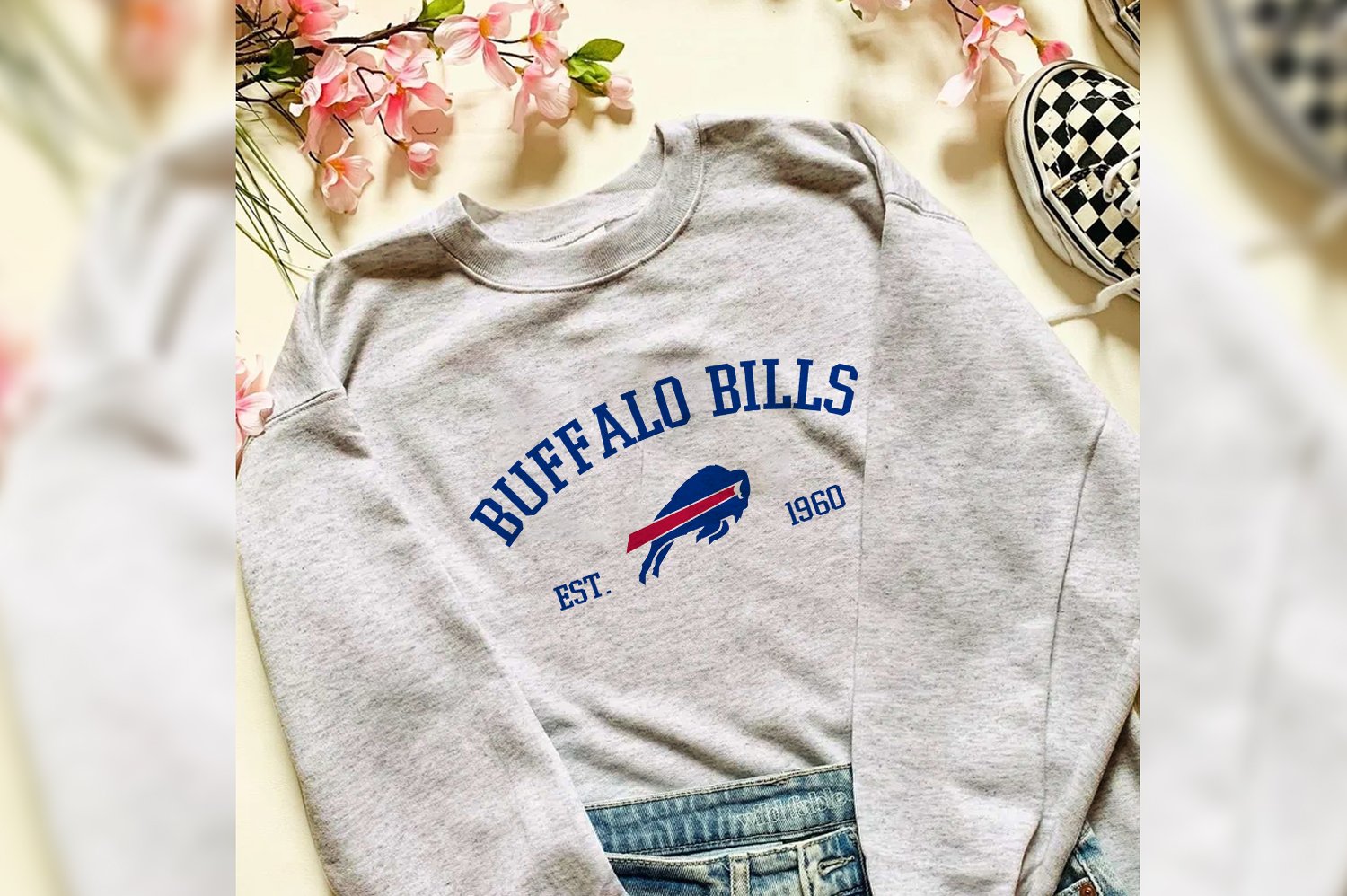 NFL - Buffalo Bills Football Embroidered Crewneck Sweatshirt- The