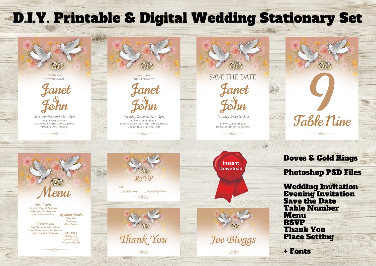 Diy Printable digital wedding set