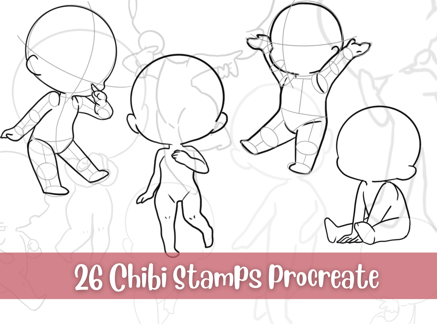 Procreate Chibi Base Chibi Pose Anime Chibi Stamp Guide , poses de anime  chibi 