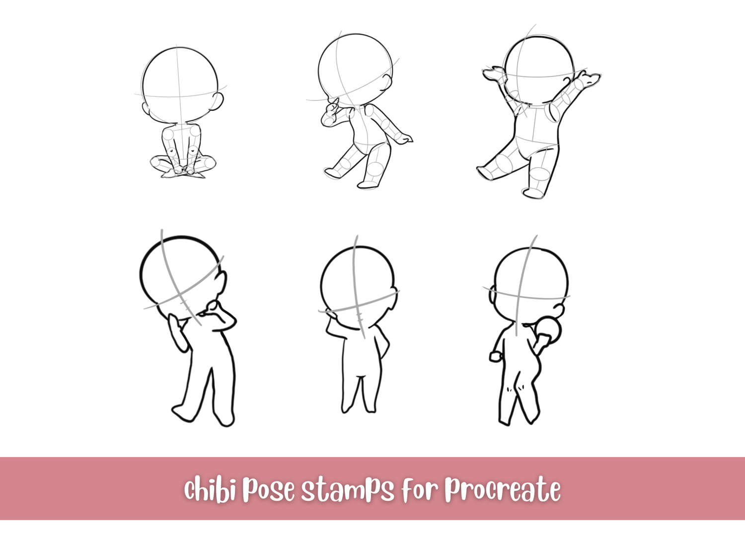 32 Procreate Pose Stamps Procreate Anime Base Female 