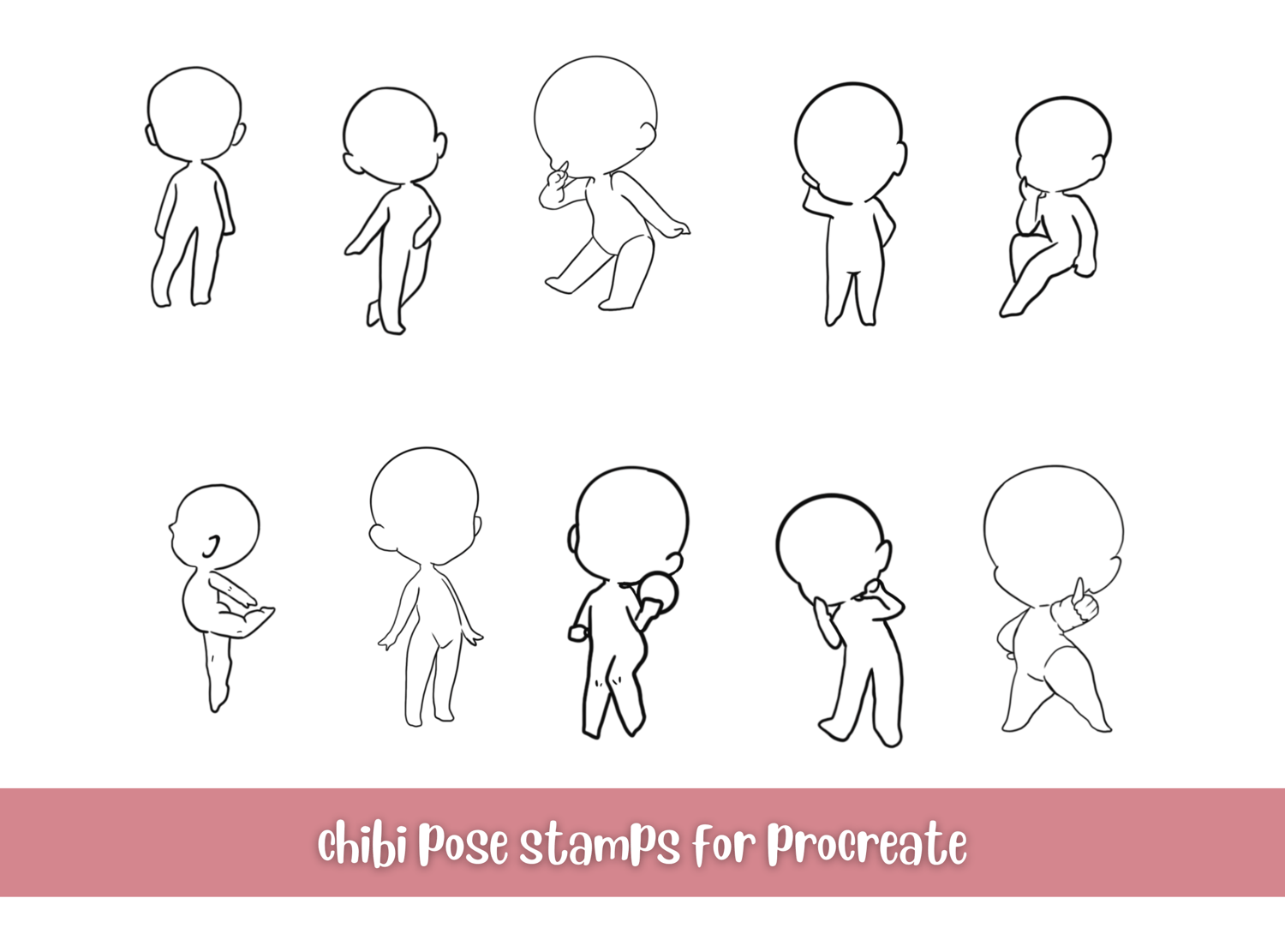 32 Procreate Pose Stamps Procreate Anime Base Female 