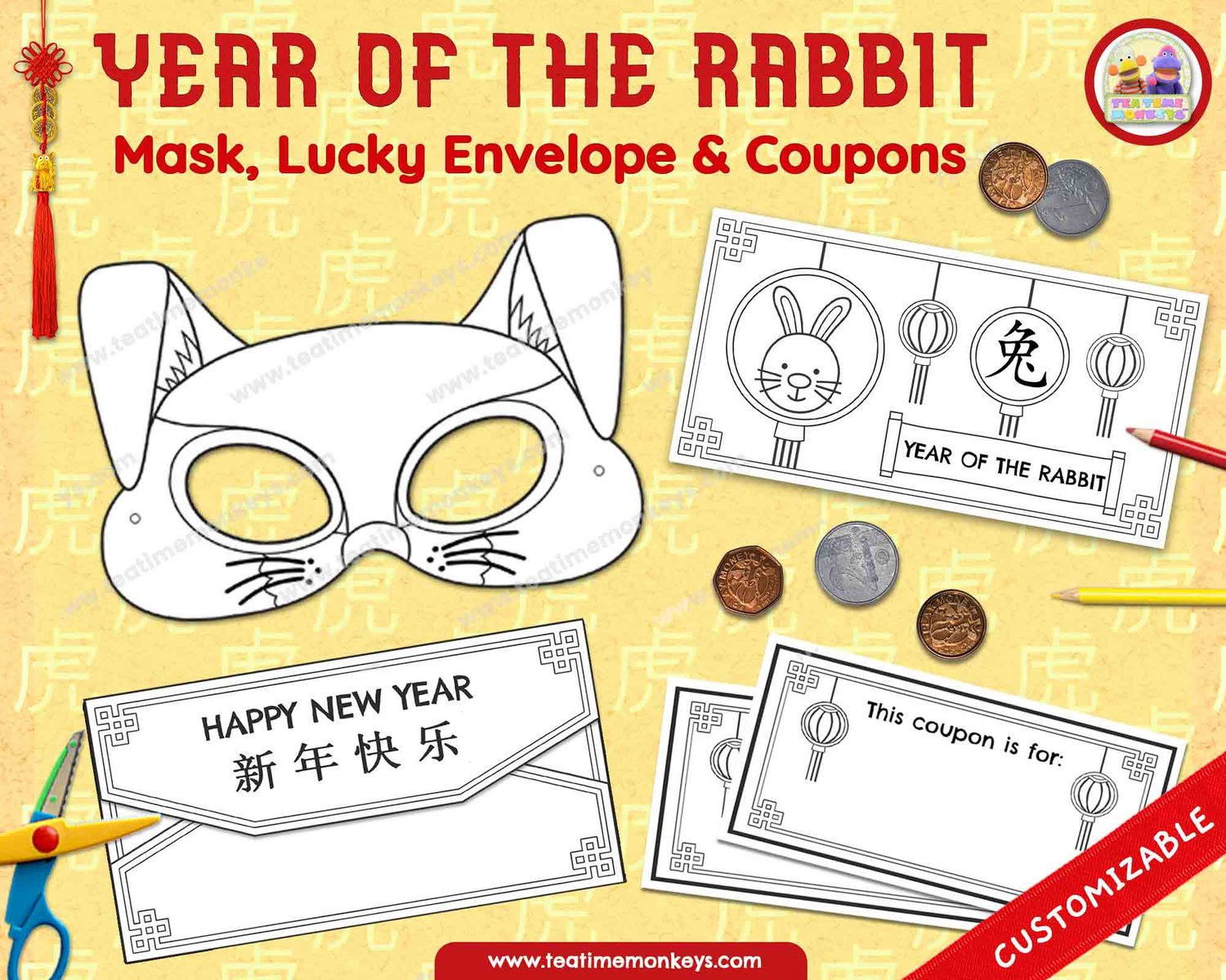 Rabbit Red Envelope Craft, Chinese Zodiac, Chinese New Year 2023, Rabbit  Craft