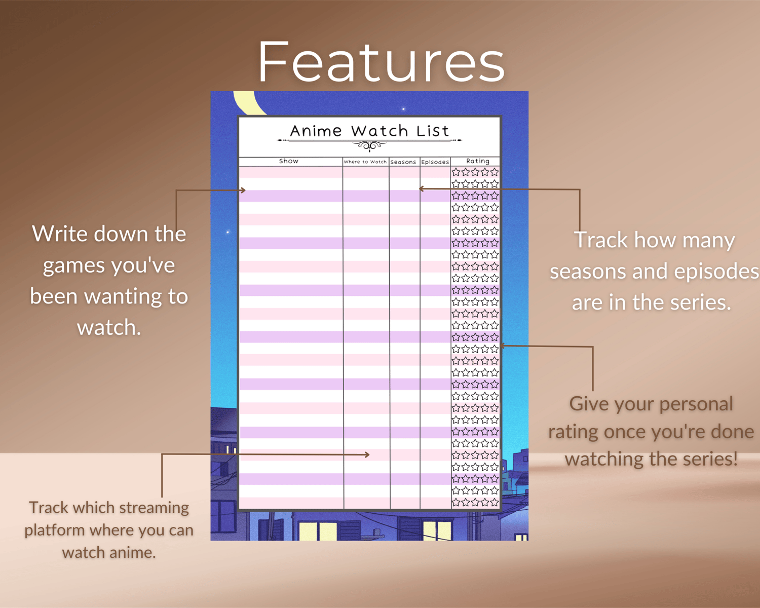 Anime Watch List Planner Insert - Digital Download in sizes A4, A5, A6, and  Letter - Payhip