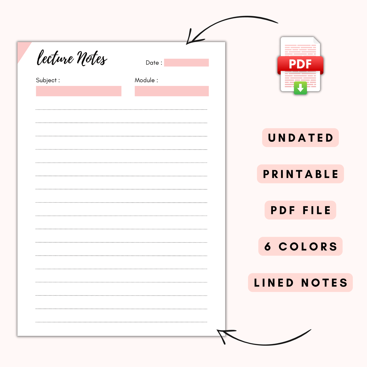 Student Note Taking Template Printable Pack A4, A5 and Letter