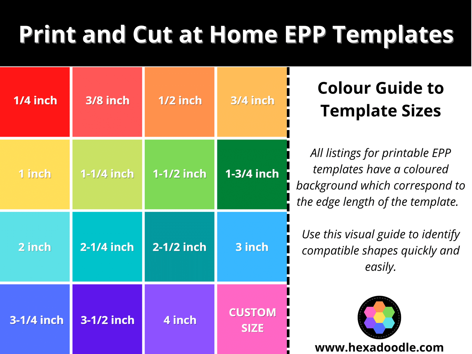 1/2 1-1/2 Print at Home Jewel Shapes for English Paper Piecing EPP