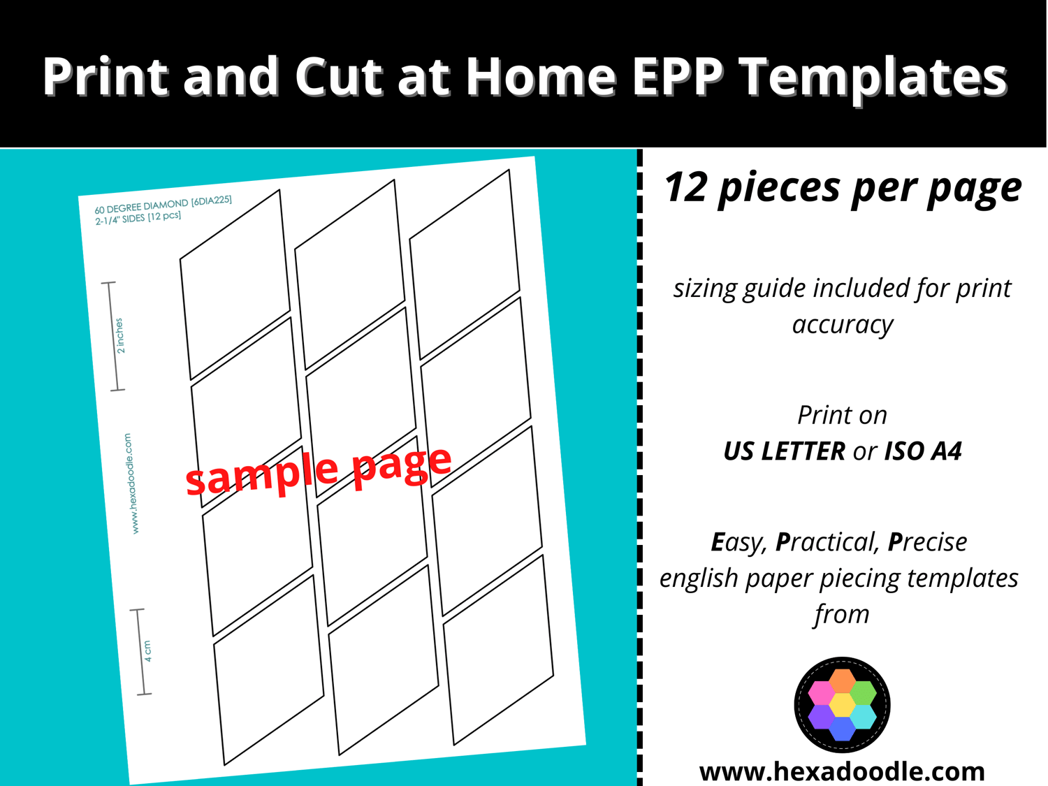 Eppiflex EPP Templates - 45 Degree Diamond for 8-Pointed Star - 1