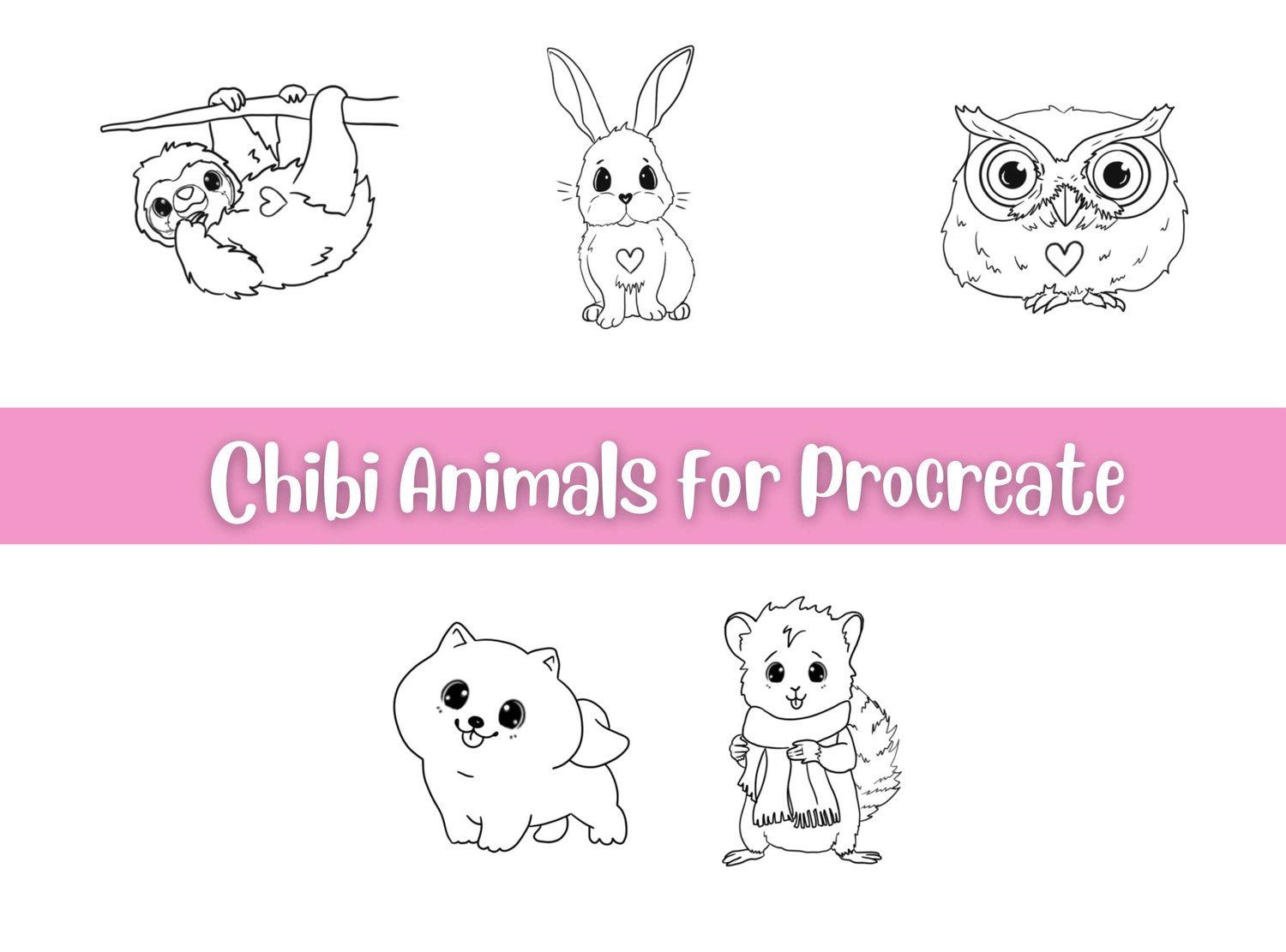 Adorable Chibi Animals Procreate Stamps