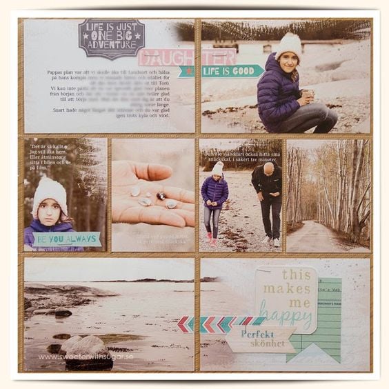 A winter themed pocket scrapbooking page.