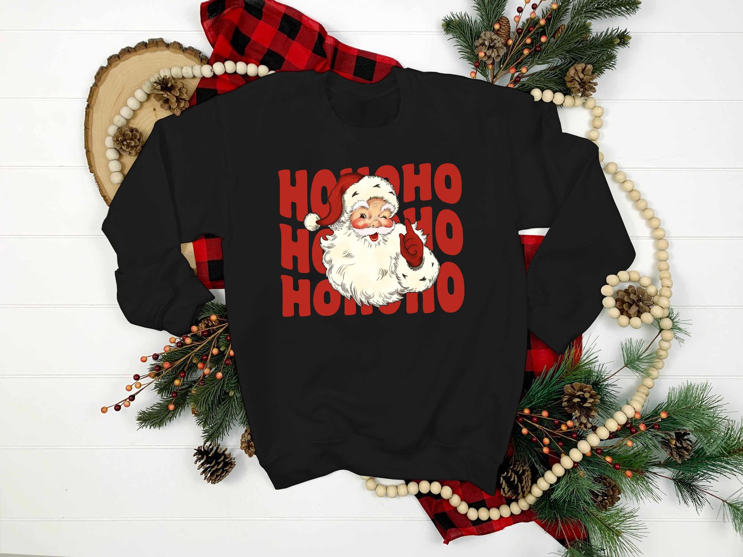 Retro Christmas Ho Ho Ho Distressed or Clean PNG File for