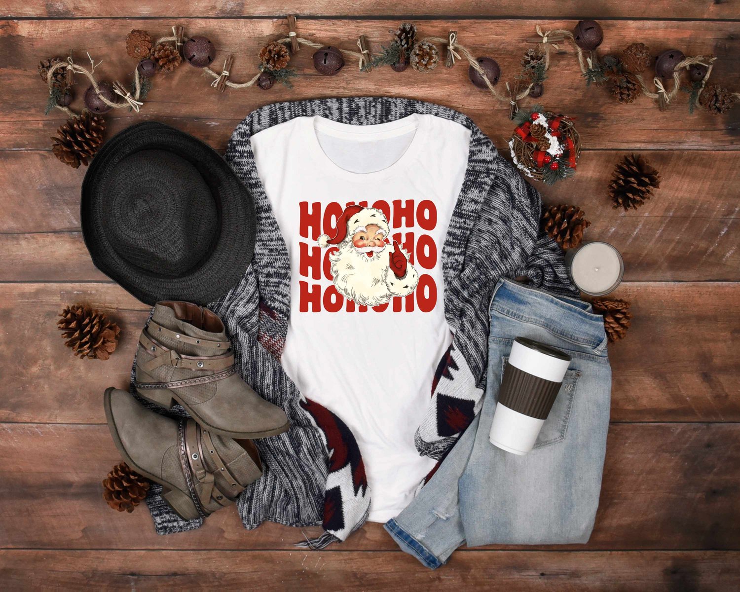 Vintage Santa / Retro HO HO HO / PNG Sublimation Design