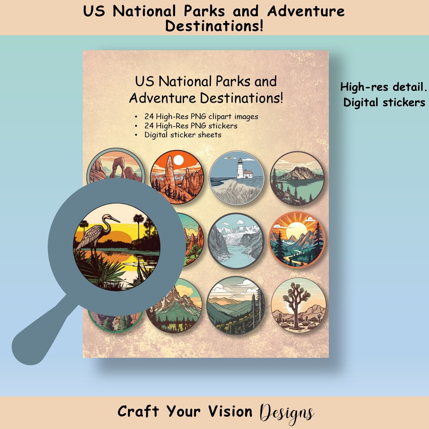 National Park Graphic Tokens - Sublimation and UV graphics for the