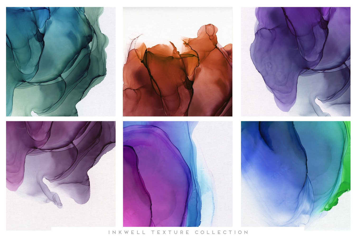 digital alcohol ink paintings on a canvas paper background in a wash of vibrant colors