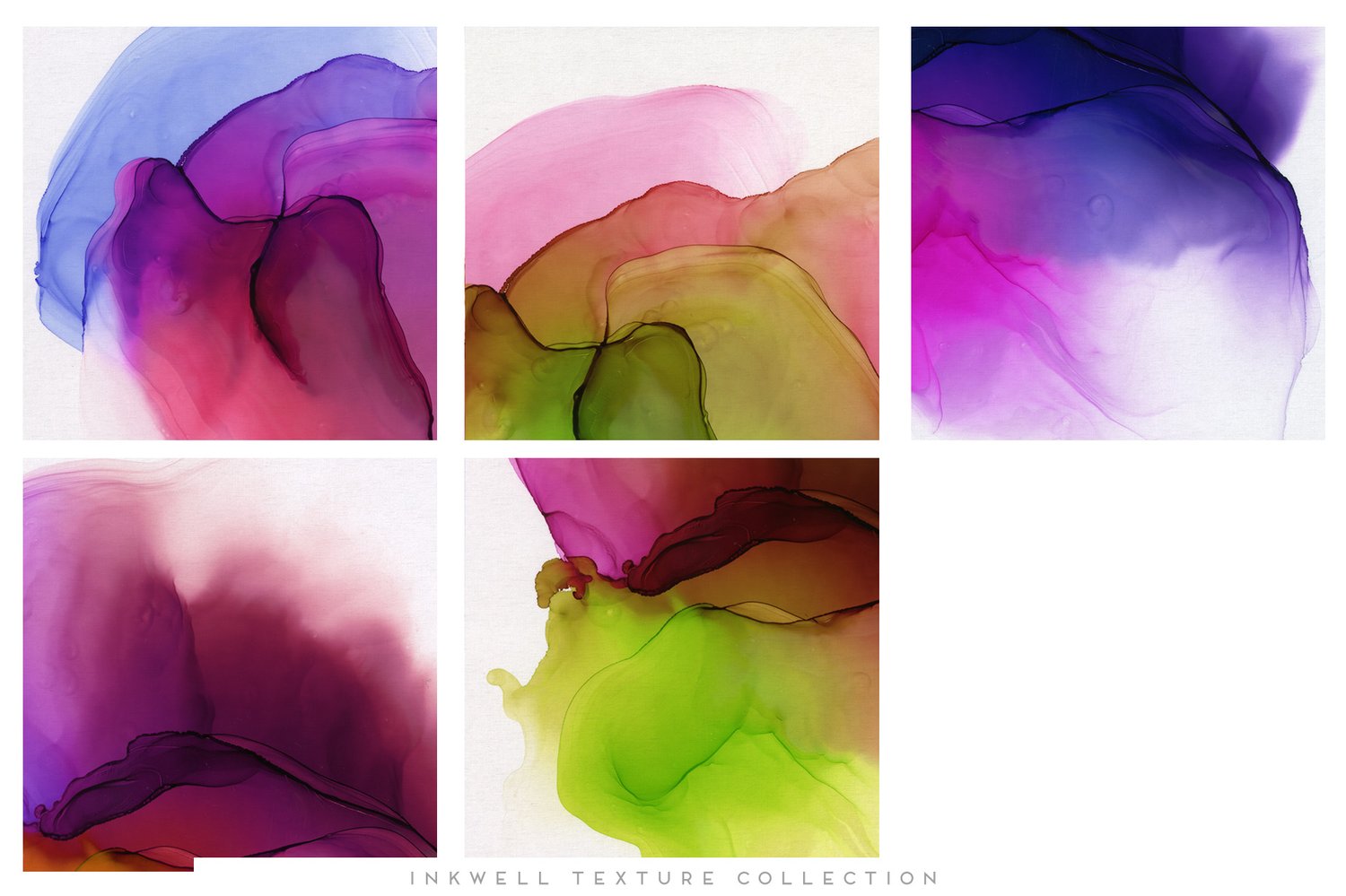 digital alcohol ink paintings on a canvas paper background in a wash of vibrant colors