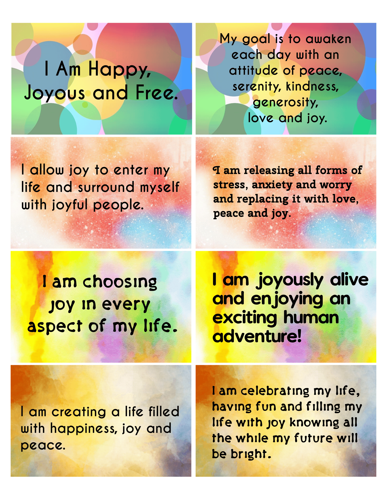 Happiness Affirmations for fun days