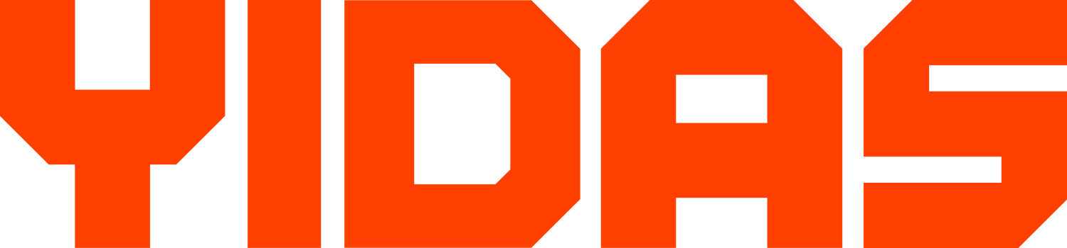 yidas builds logo which is YIDAS in all caps in a bright orange