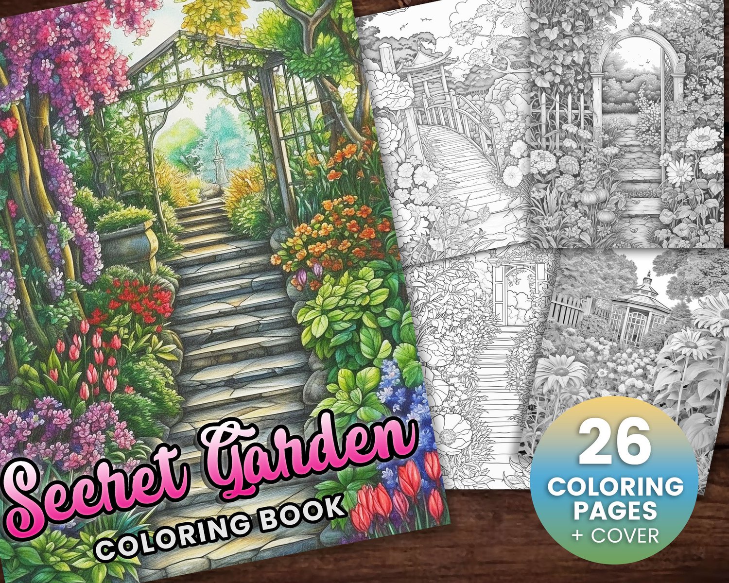 26 Secret Garden Coloring Book, Adults kids Instant Download -Grayscale  Coloring Book -Printable PDF, Flower Coloring, Garden Coloring - Payhip