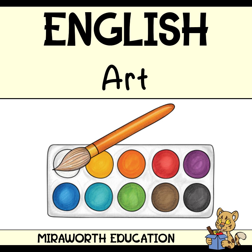 Image of a paintbrush and palette for advertising classroom art activities published by Miraworth Education