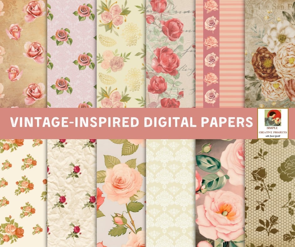 vintage inspired digital papers
