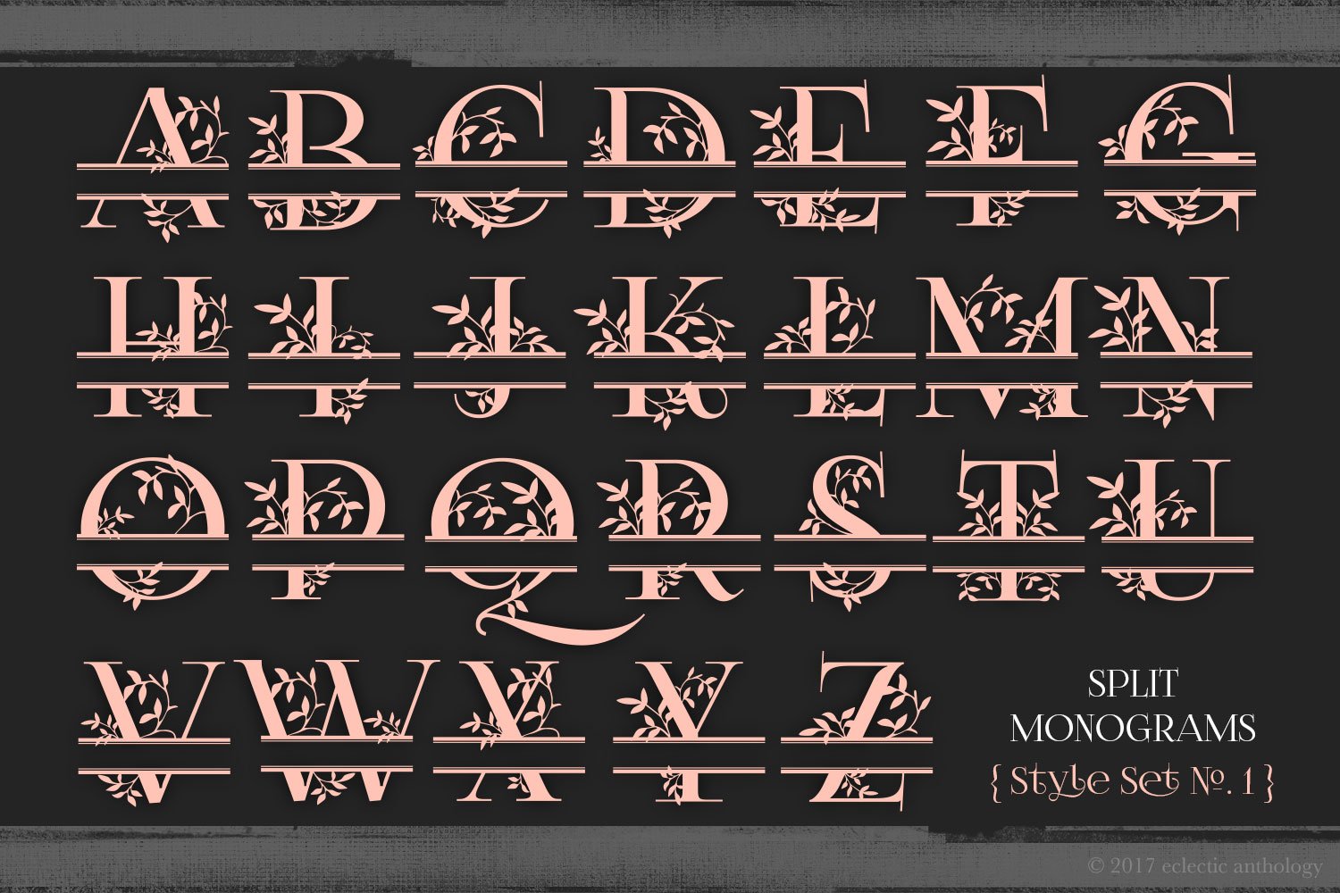 split monograms toolkit vector floral monograms