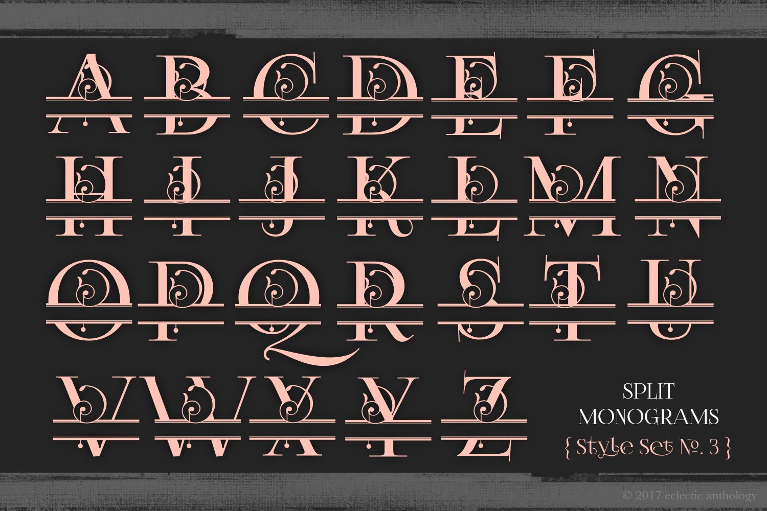 split monograms toolkit vector floral monograms