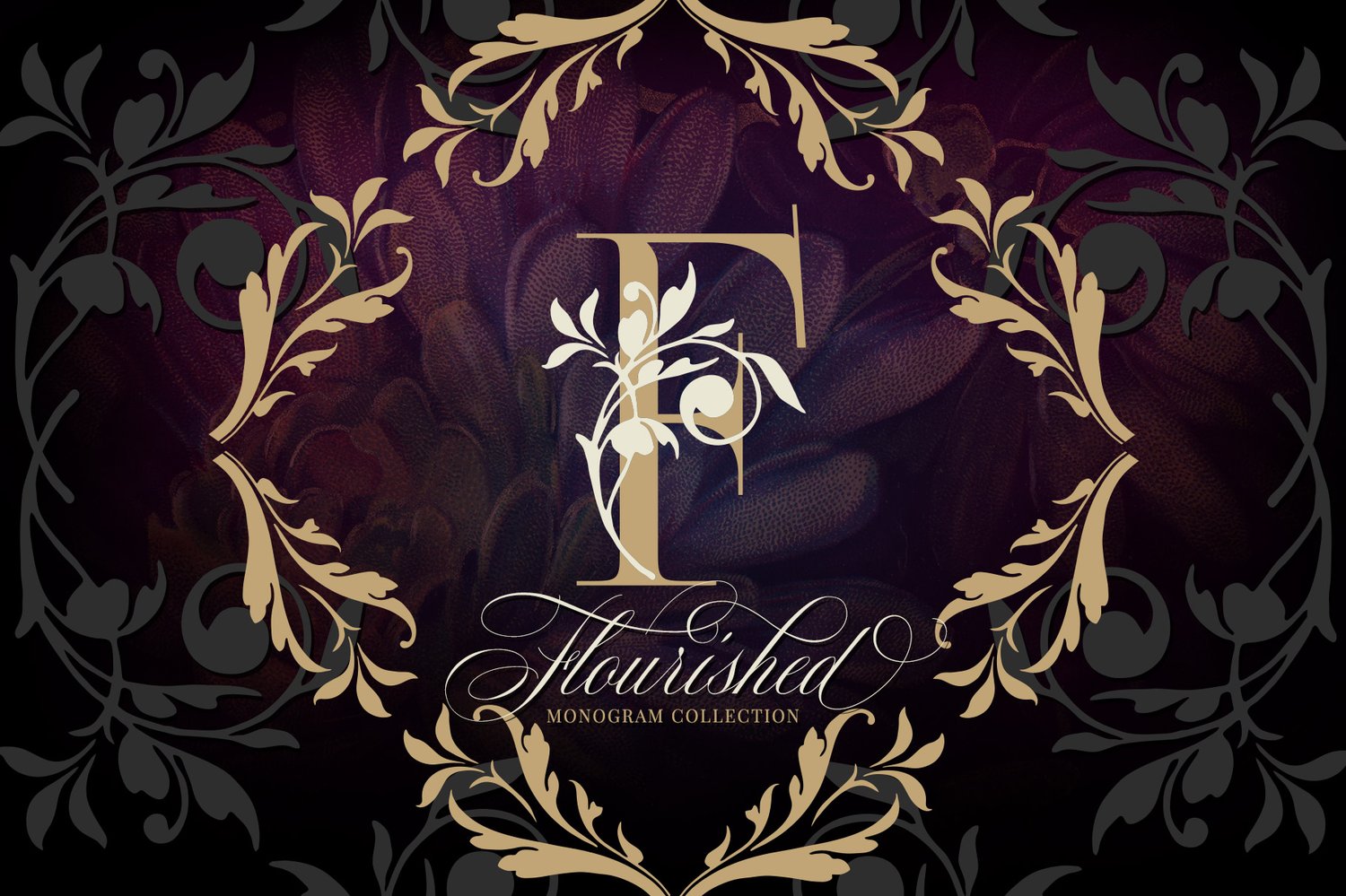 flourished split monogram collection monograms embellished with hand drawn flourishes