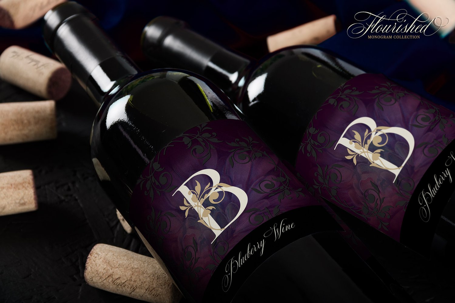 flourished split monogram collection monograms embellished with hand drawn flourishes