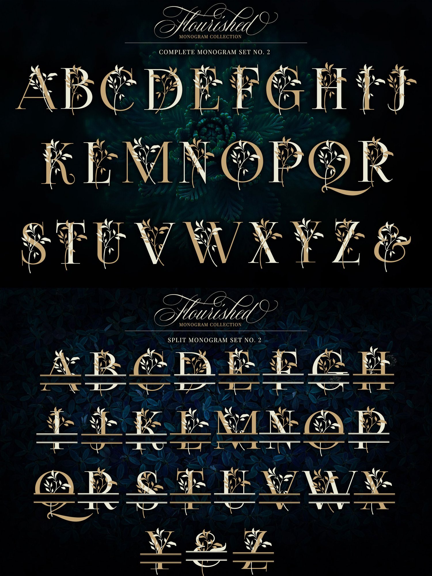 flourished split monogram collection monograms embellished with hand drawn flourishes