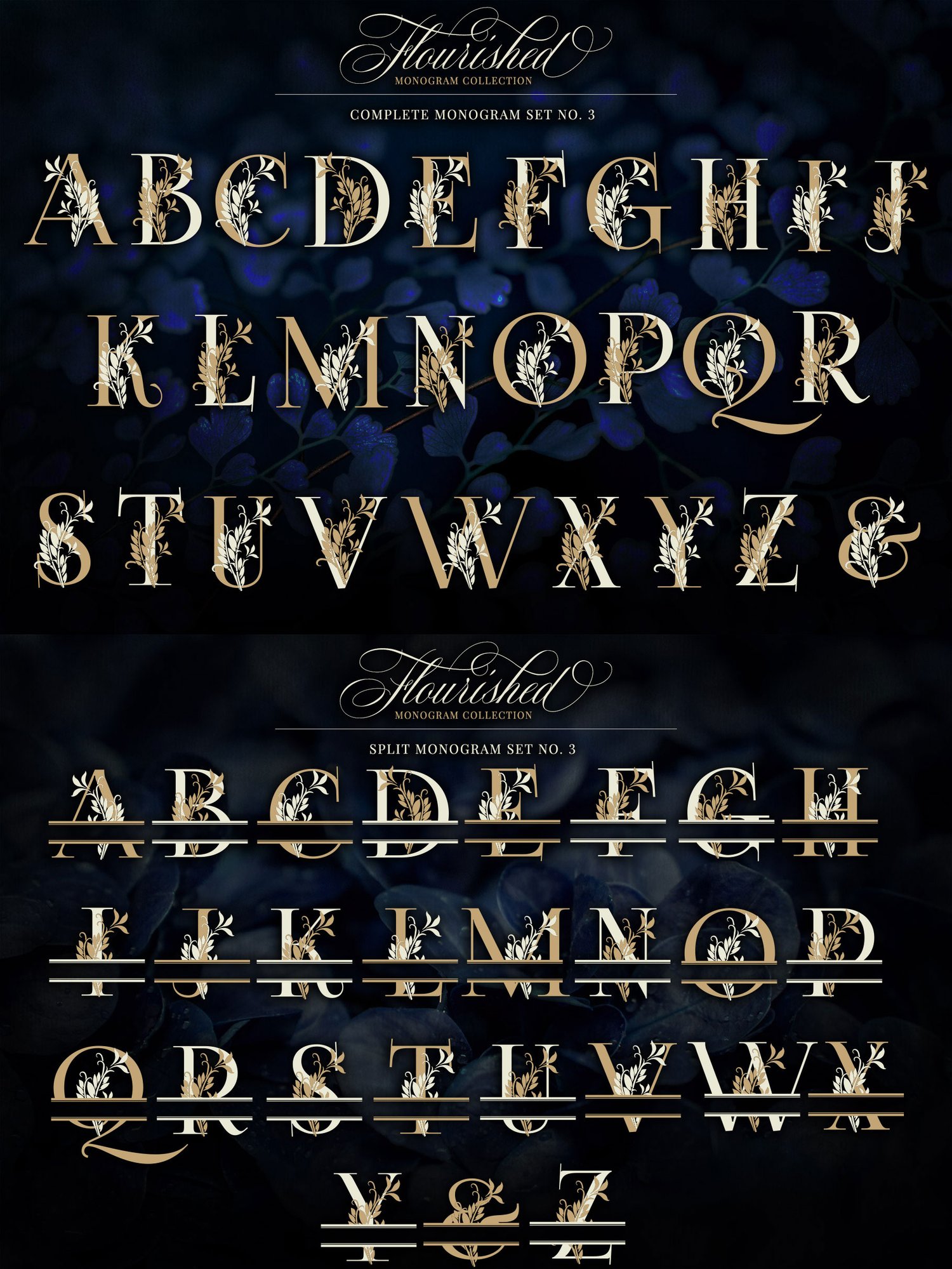 flourished split monogram collection monograms embellished with hand drawn flourishes