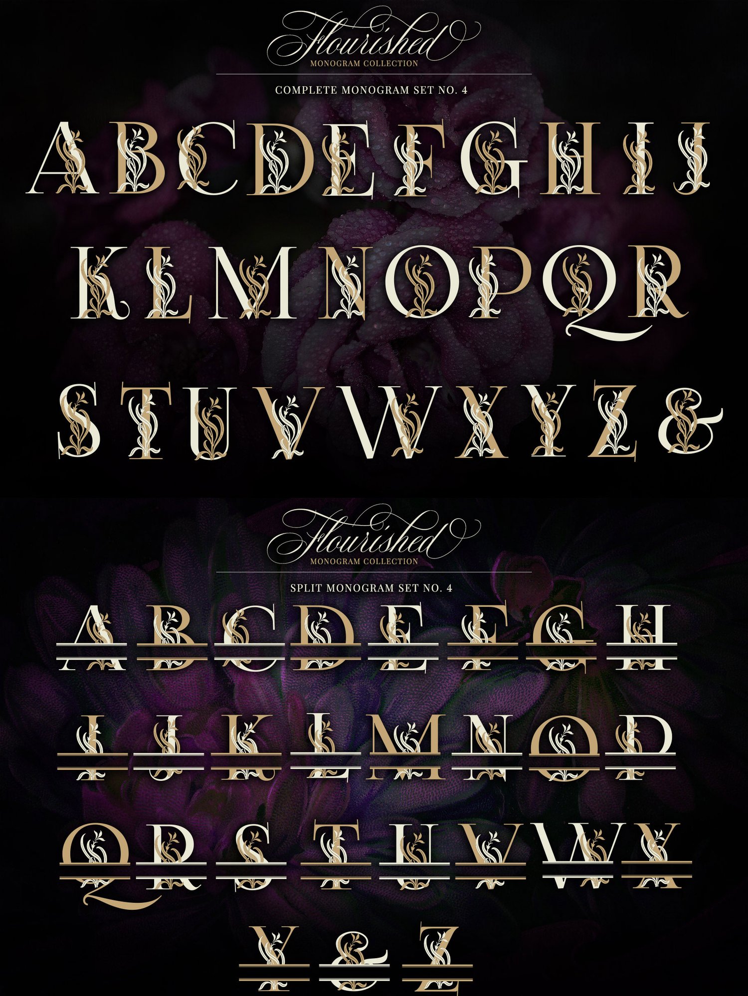 flourished split monogram collection monograms embellished with hand drawn flourishes