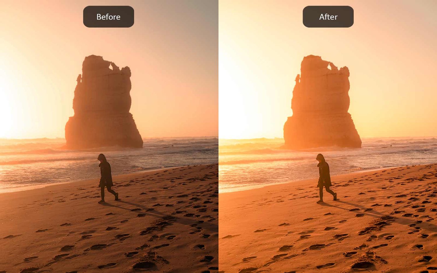 Golden Hours - Lightroom Presets - Before-After