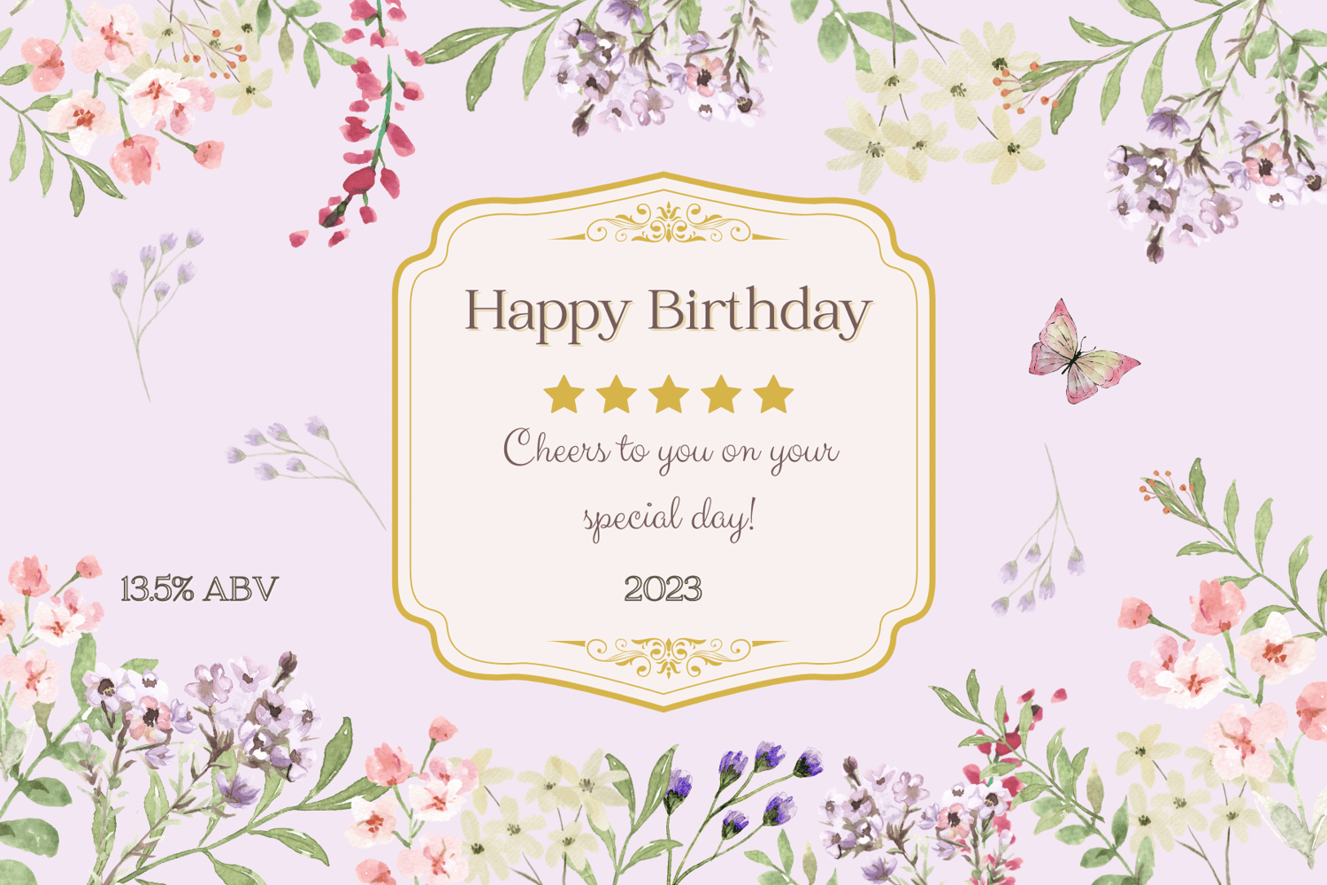 Watercolour Floral Sticker Label 6"x4" | Customizable Canva Template | Digital. Design