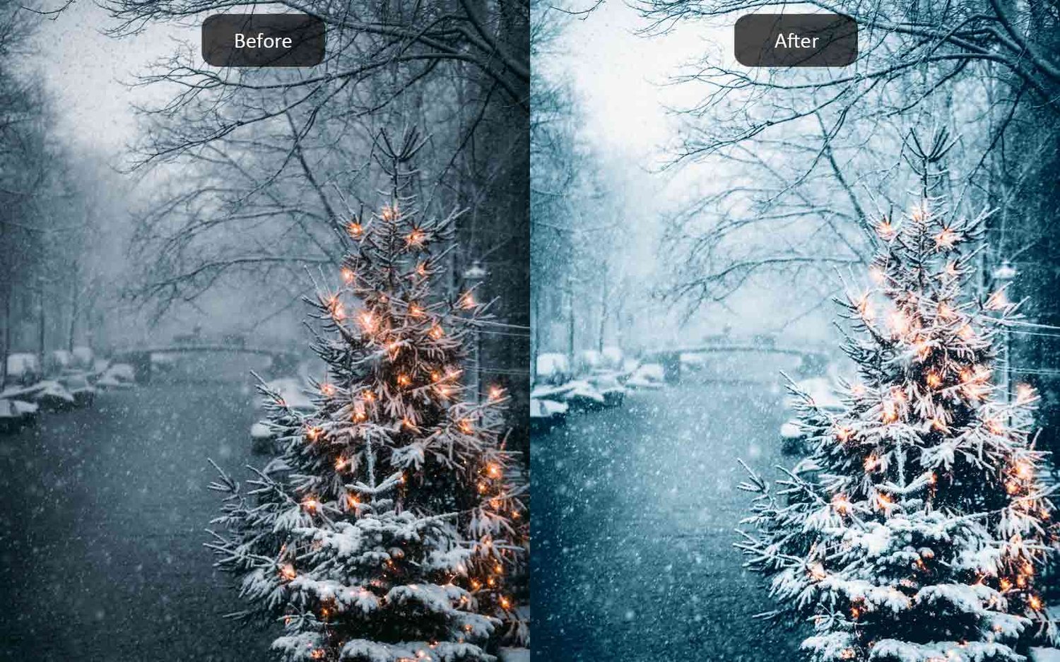 Winter Vibes - Lightroom Presets - Before-After
