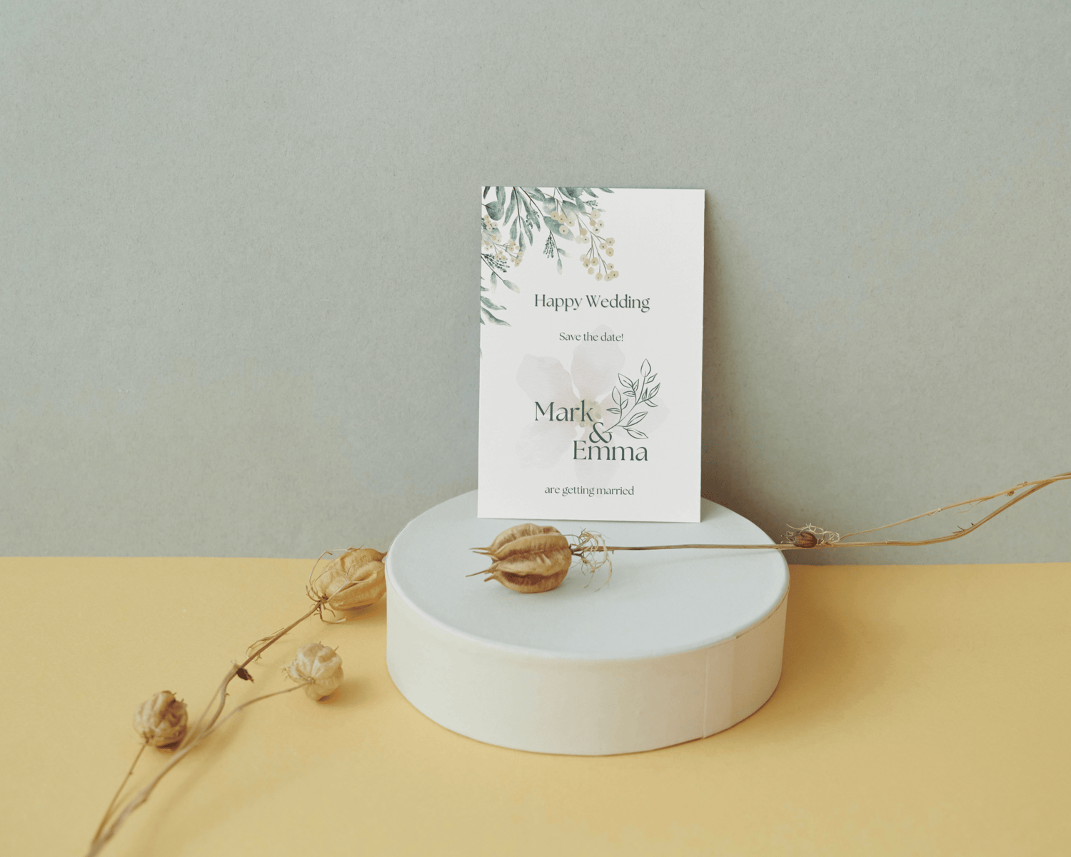 Fresh Elegance Invitation | Customizable Canva Template | Digital Download. Mock outside back